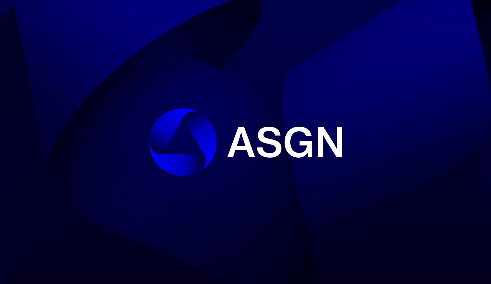 ASGN logo in white on a deep blue background