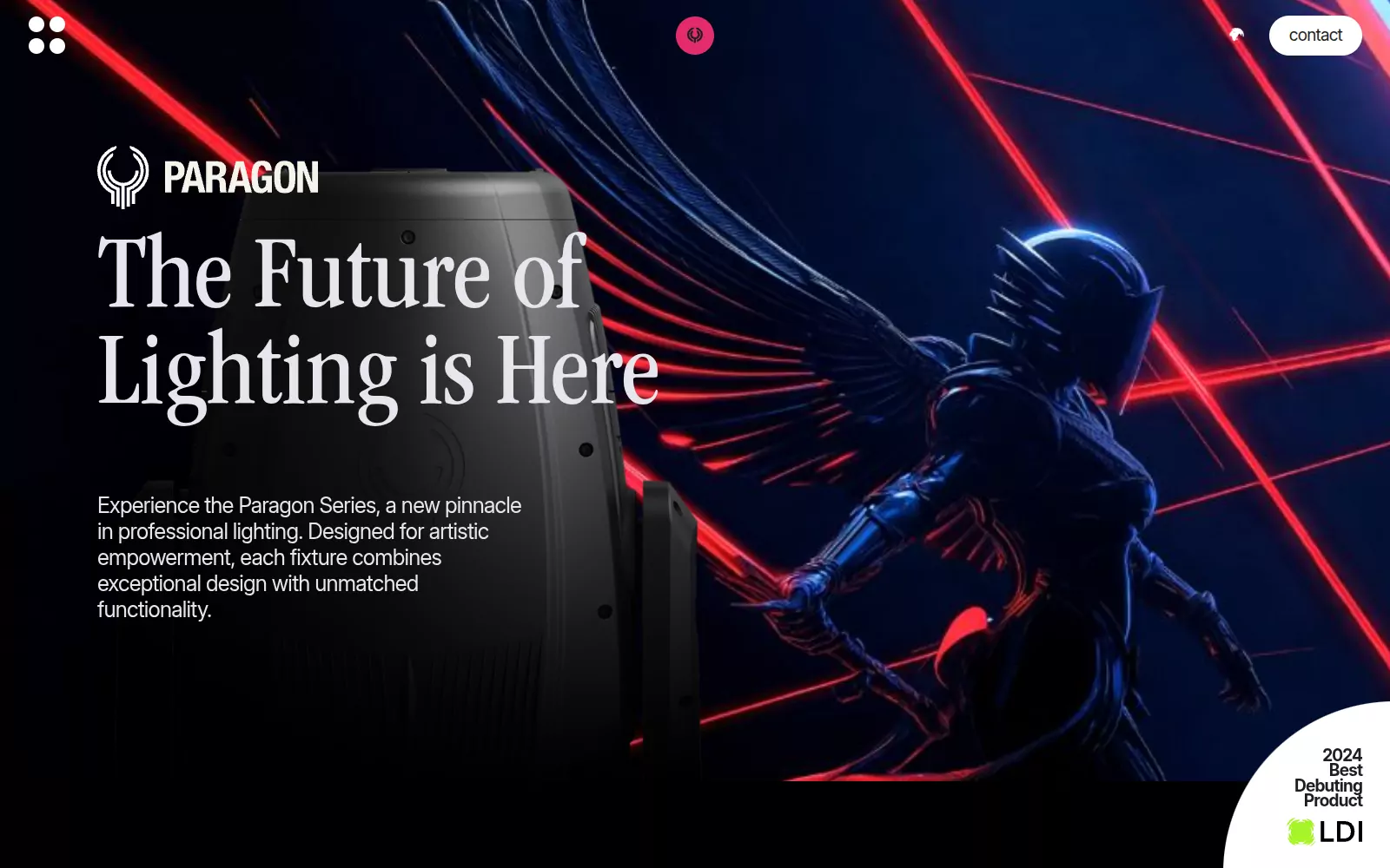 Paragon landing page: The Future of Lighting is Here