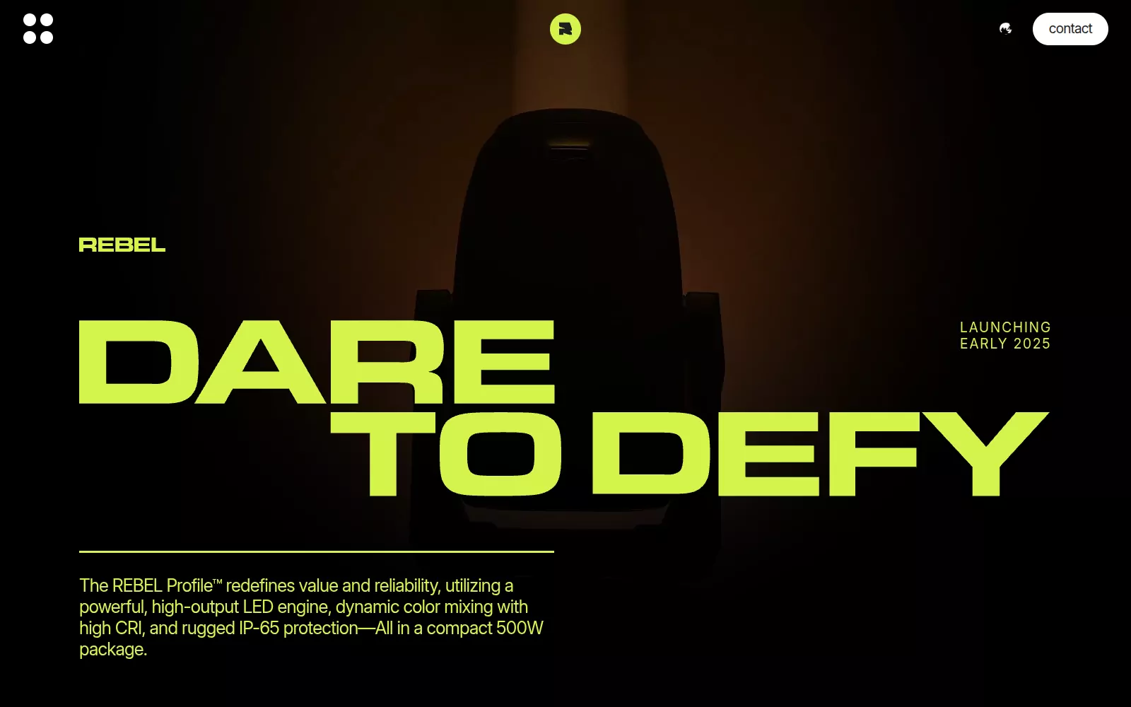 Rebel landing page: Dare to Defy