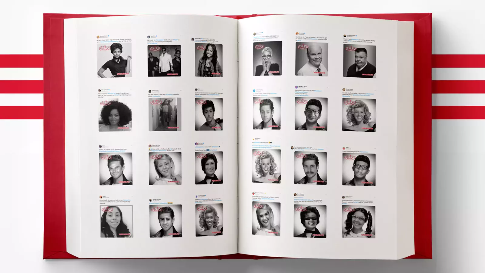 A finished Rydell High yearbook spread