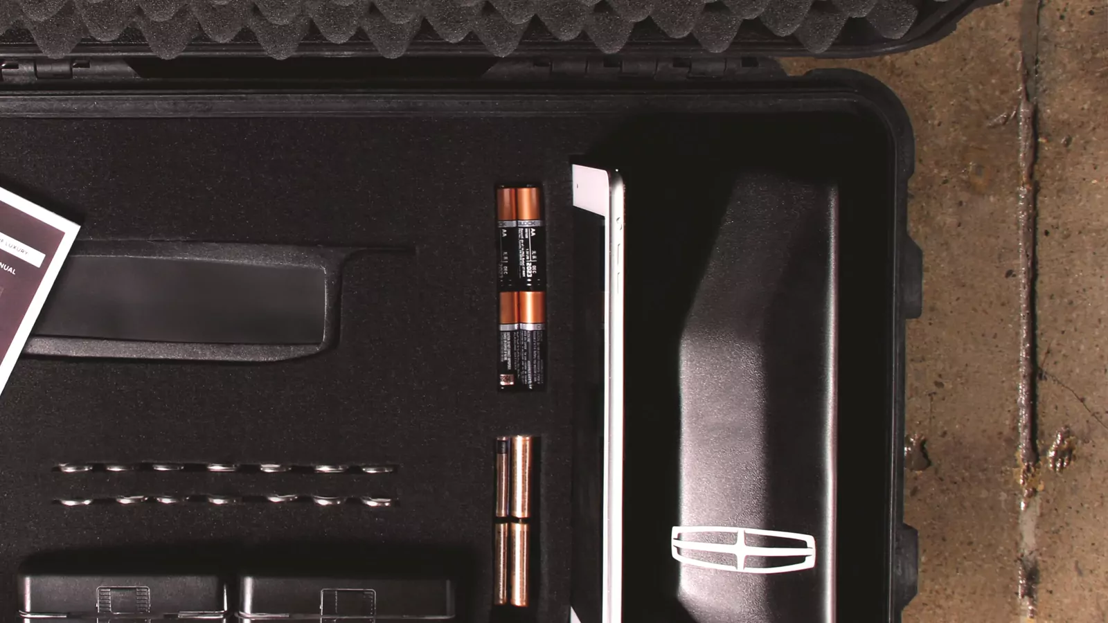 Tour hardware in its travel case