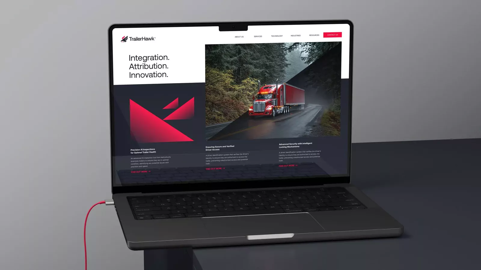 TrailerHawk website on a laptop: Integration, Attribution, Innovation